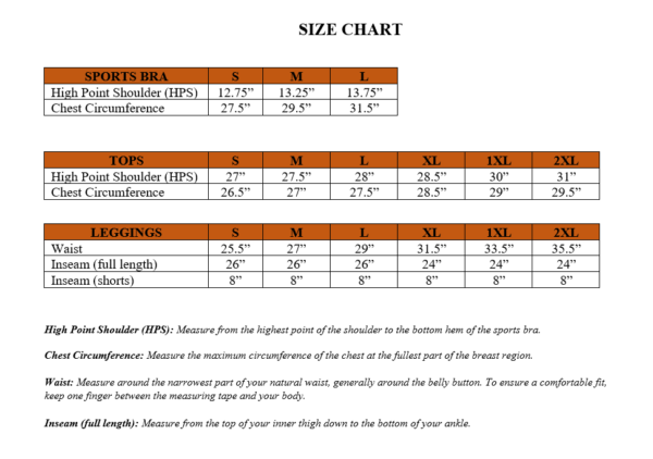 Our Size Guide | Powerfit Athletics